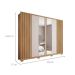 Guarda-Roupa Casal Ripado com 2 Espelhos Apollo 6 Portas 4 Gavetas Buriti e Off White