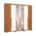 Guarda-Roupa Casal Ripado com Espelho Norton 6 Portas 4 Gavetas Nature e Off White