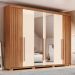 Guarda-Roupa Casal Ripado com Espelho Norton 6 Portas 4 Gavetas Nature e Off White