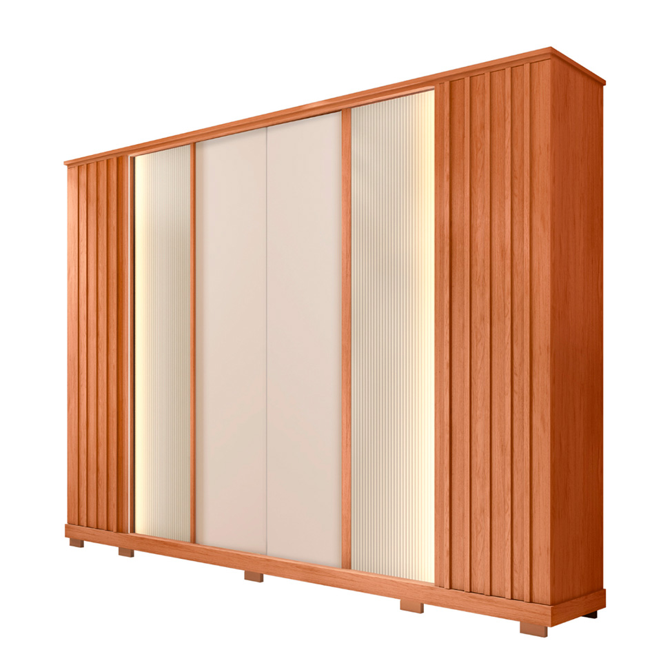 Guarda-Roupa Casal Riva Ripado 6 Portas 4 Gavetas Freijó e Off White