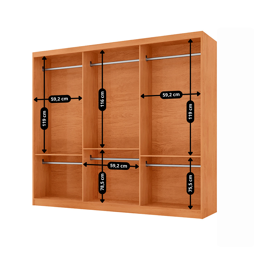 Guarda-Roupa Casal Royale 100% MDF 3 Portas Naturalle e Off White