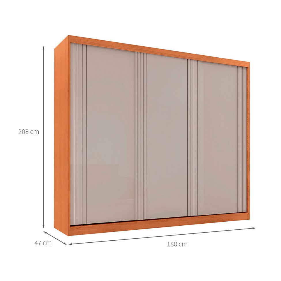 Guarda-Roupa Casal Royale 100% MDF 3 Portas Naturalle e Off White
