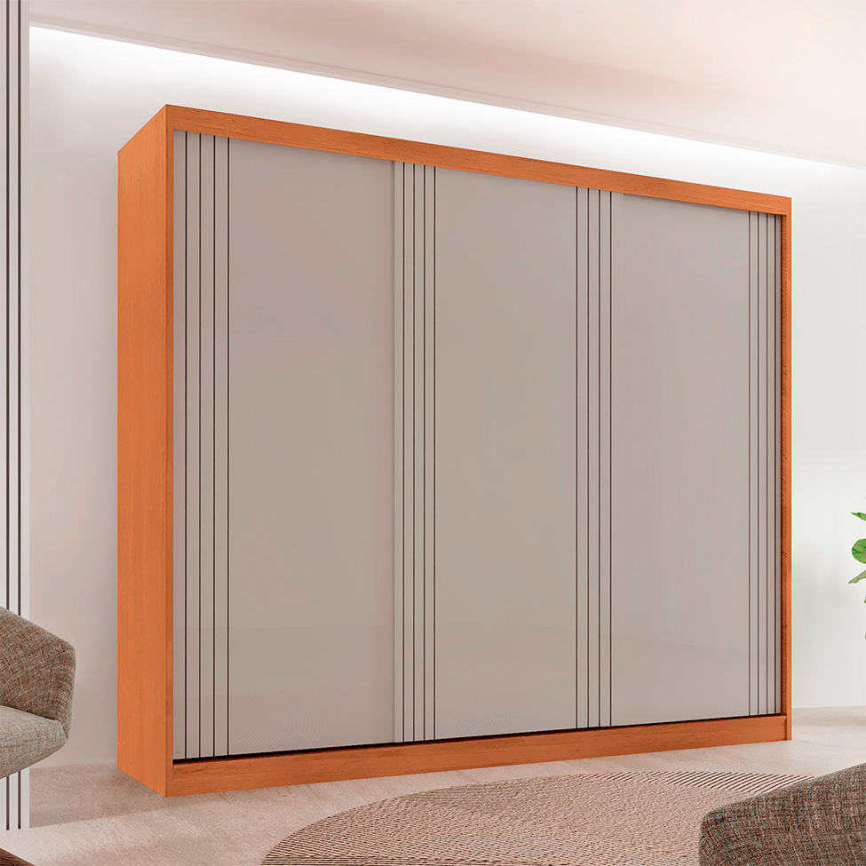 Guarda-Roupa Casal Royale 100% MDF 3 Portas Naturalle e Off White