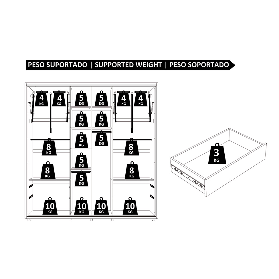 Guarda-Roupa Casal Sávio 2 Portas 4 Gavetas Cinamomo