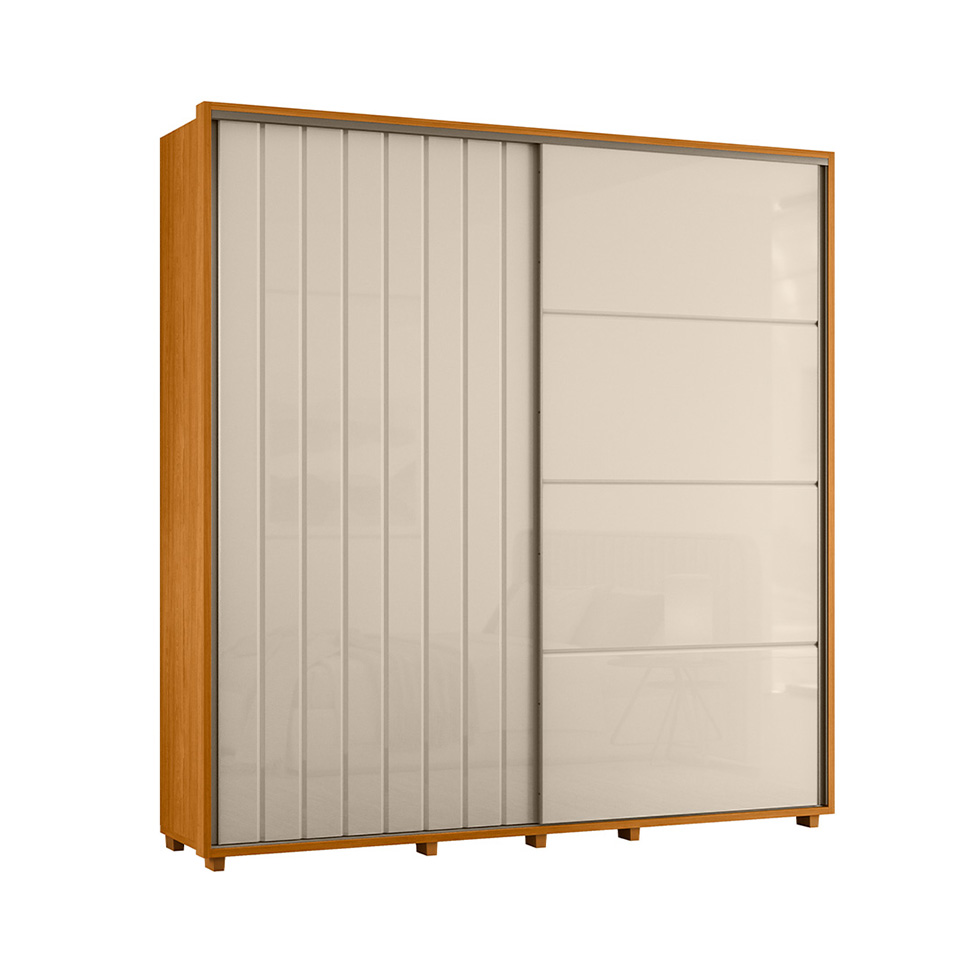 Guarda-Roupa Casal Sávio 2 Portas 4 Gavetas Cinamomo e Off White