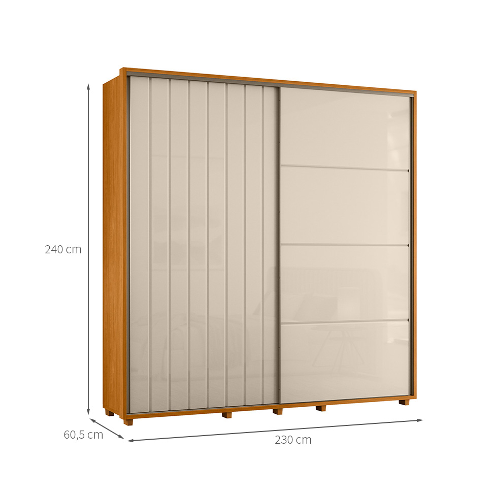 Guarda-Roupa Casal Sávio 2 Portas 4 Gavetas Cinamomo e Off White