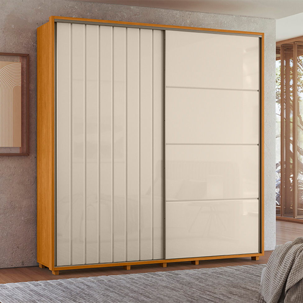 Guarda-Roupa Casal Sávio 2 Portas 4 Gavetas Cinamomo e Off White
