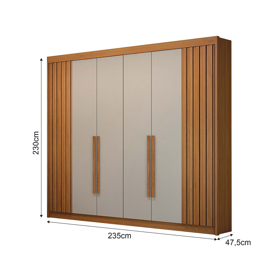 Guarda-Roupa Casal São Carlos 6 Portas 6 Gavetas Cinamomo e Off White
