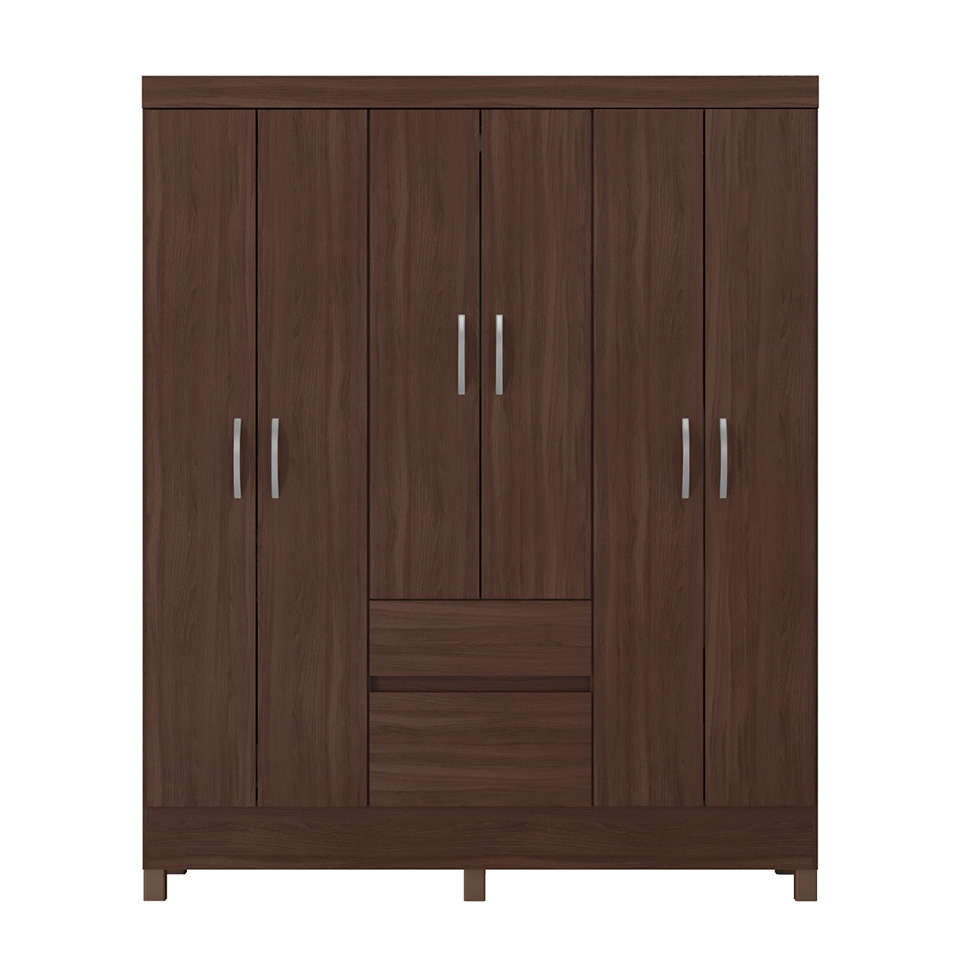 Guarda-Roupa Casal Sória 6 Portas 2 Gavetas Café