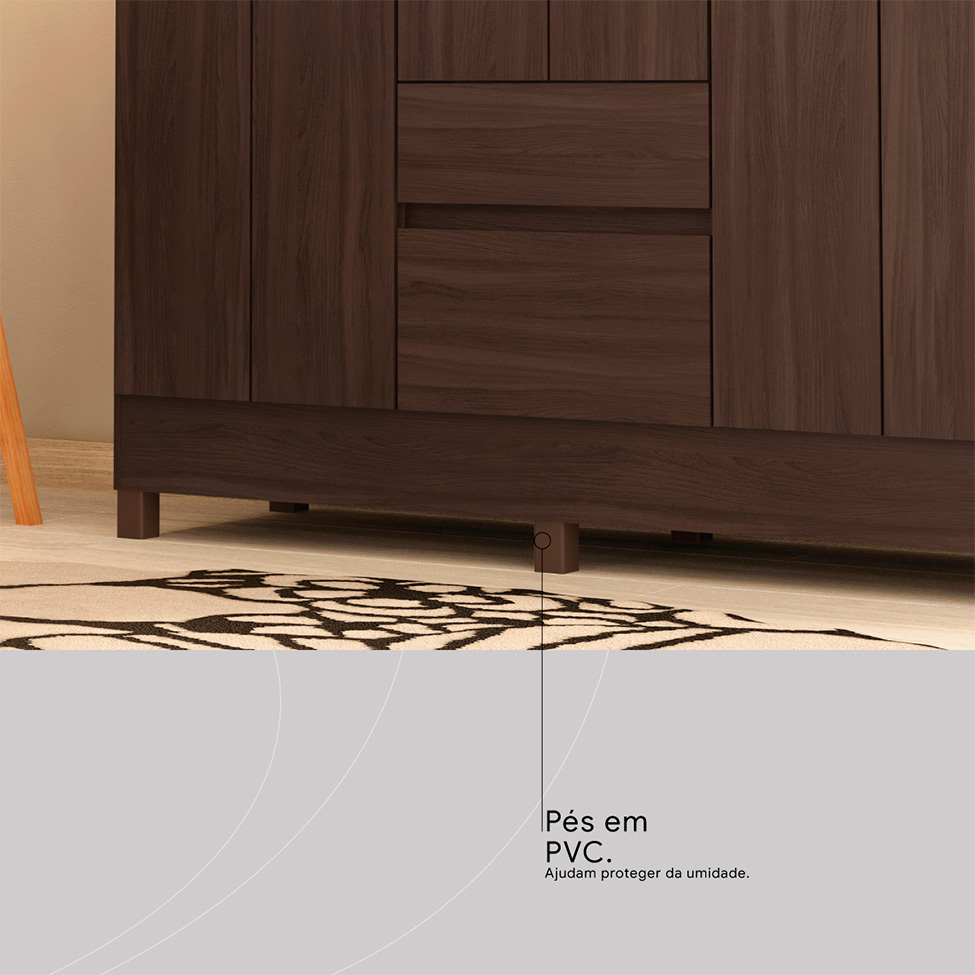 Guarda-Roupa Casal Sória 6 Portas 2 Gavetas Café
