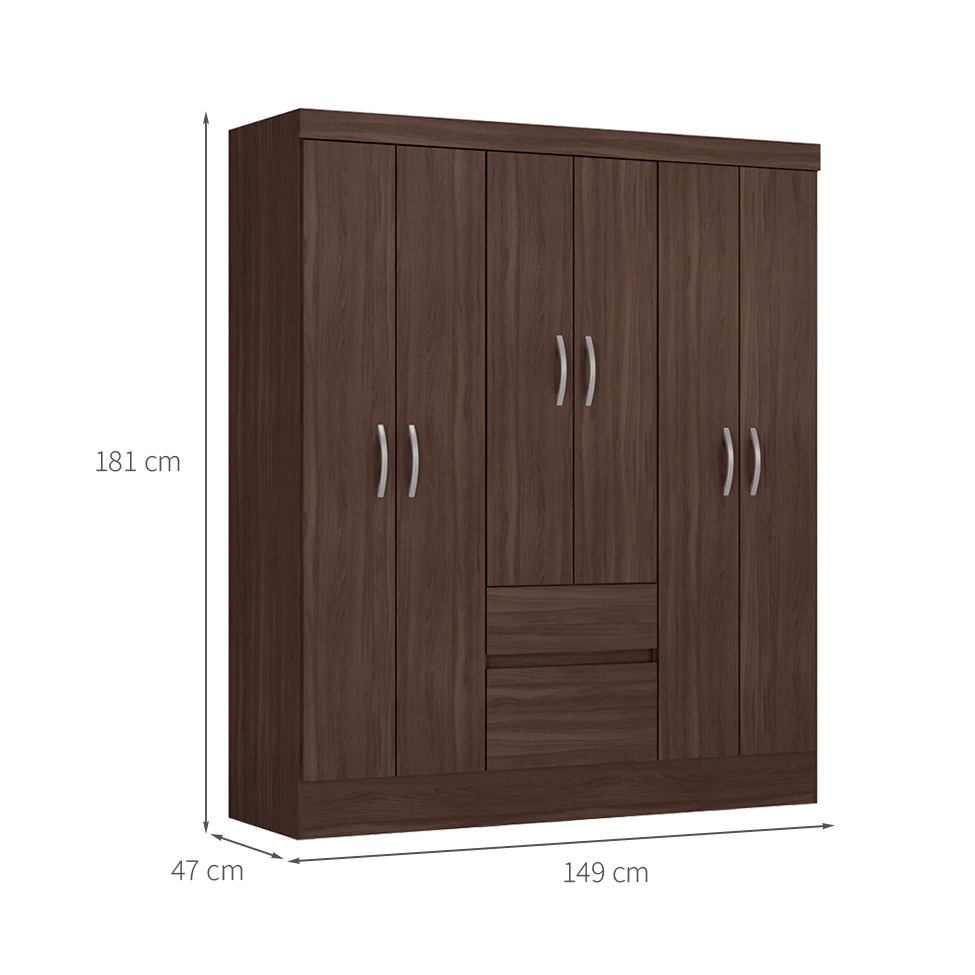Guarda-Roupa Casal Sória 6 Portas 2 Gavetas Café