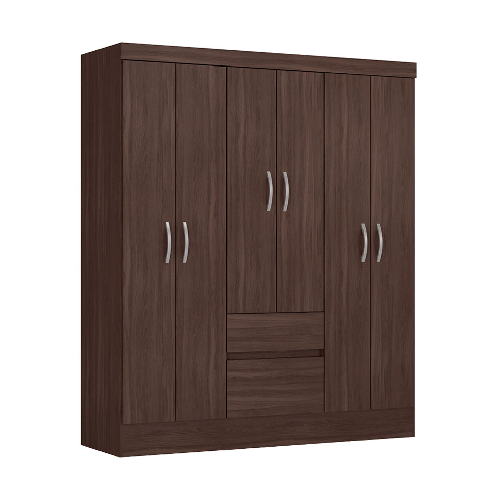 Guarda-Roupa Casal Sória 6 Portas 2 Gavetas Café