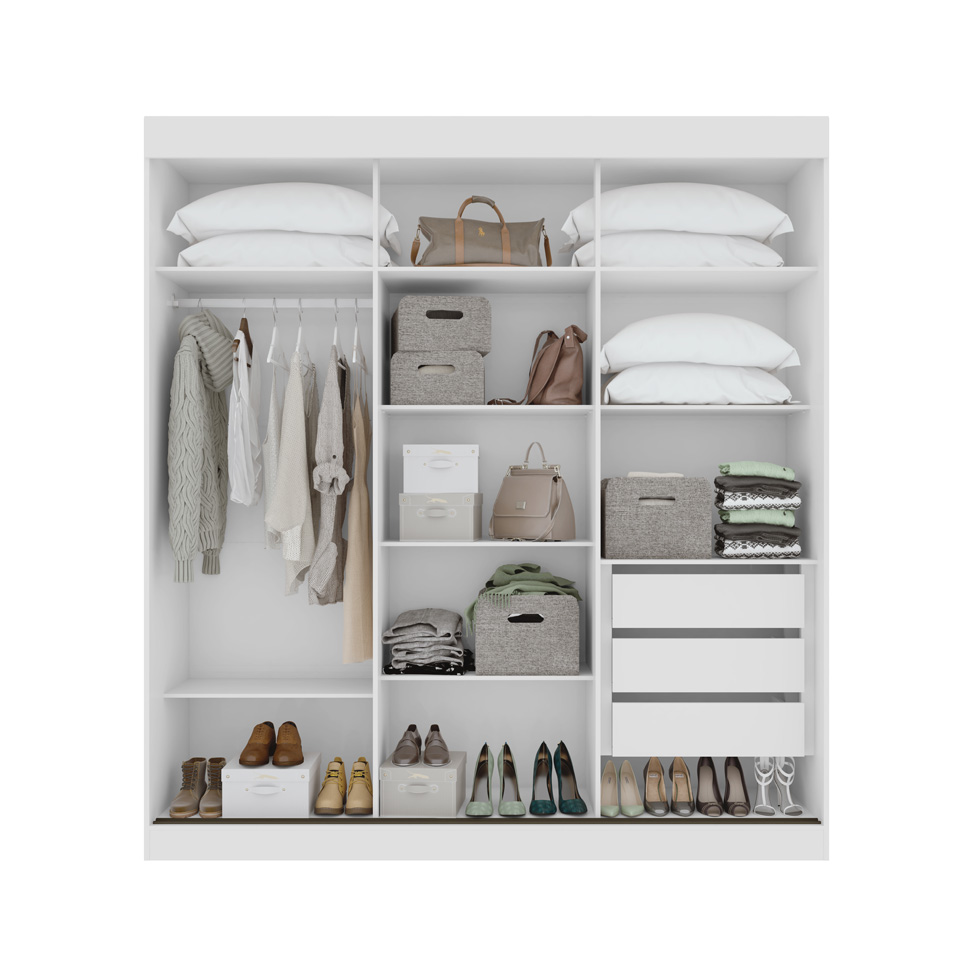 Guarda-Roupa Casal Saion com Pés 3 Portas 3 Gavetas Branco