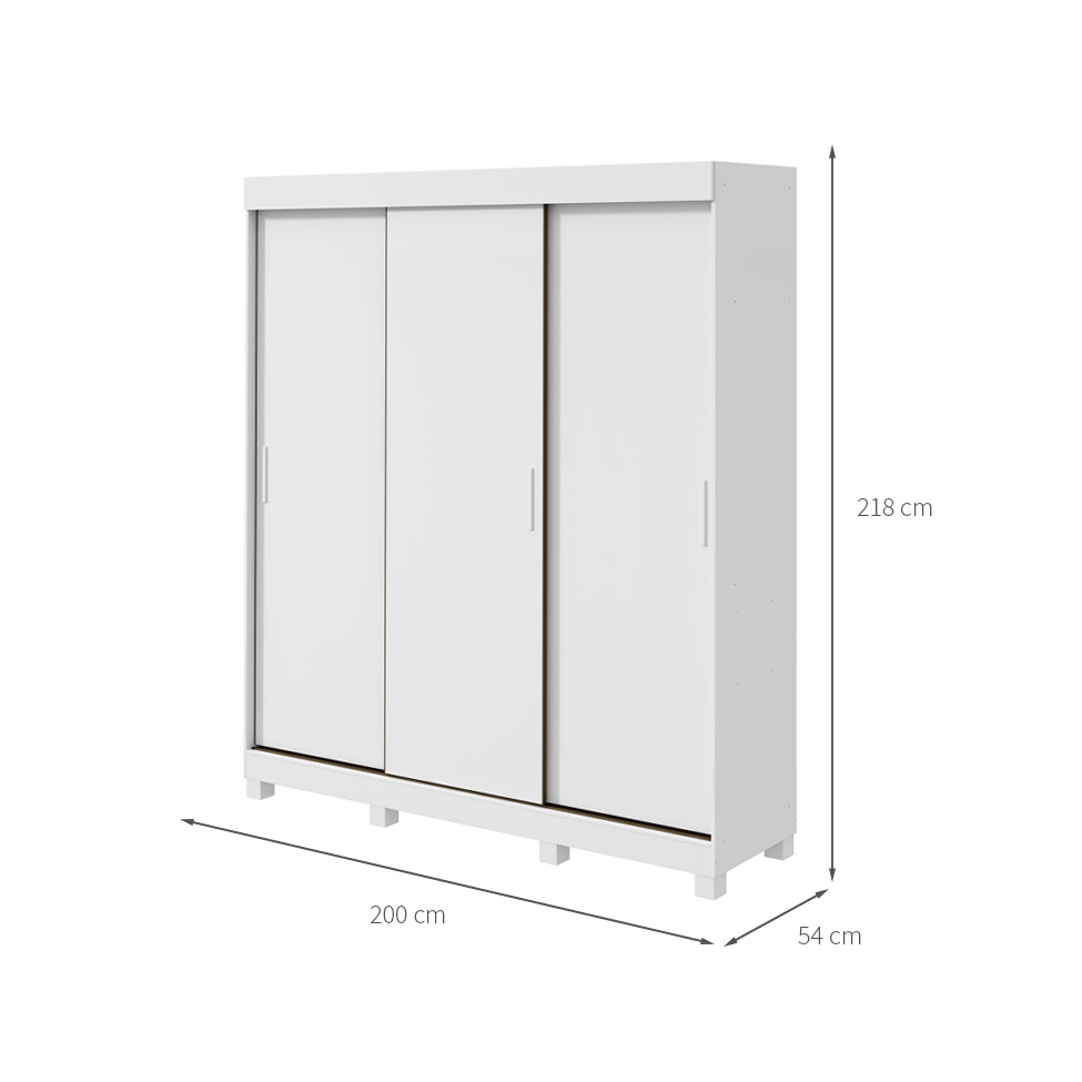 Guarda-Roupa Casal Saion com Pés 3 Portas 3 Gavetas Branco