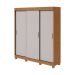 Guarda-Roupa Casal Saion com Pés 3 Portas 3 Gavetas Off White e Amêndoa