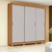Guarda-Roupa Casal Saion com Pés 3 Portas 3 Gavetas Off White e Amêndoa