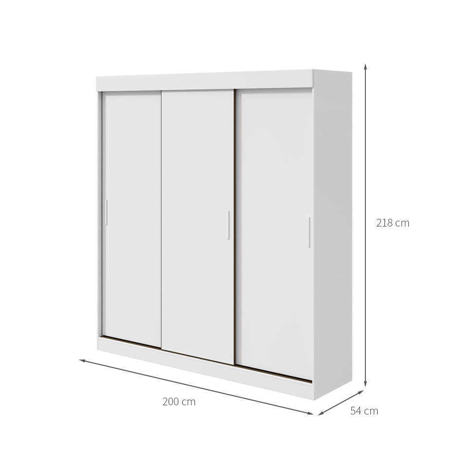 Guarda-Roupa Casal Saion sem Pés 3 Portas 3 Gavetas Branco