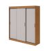 Guarda-Roupa Casal Saion sem Pés 3 Portas 3 Gavetas Off White e Amêndoa