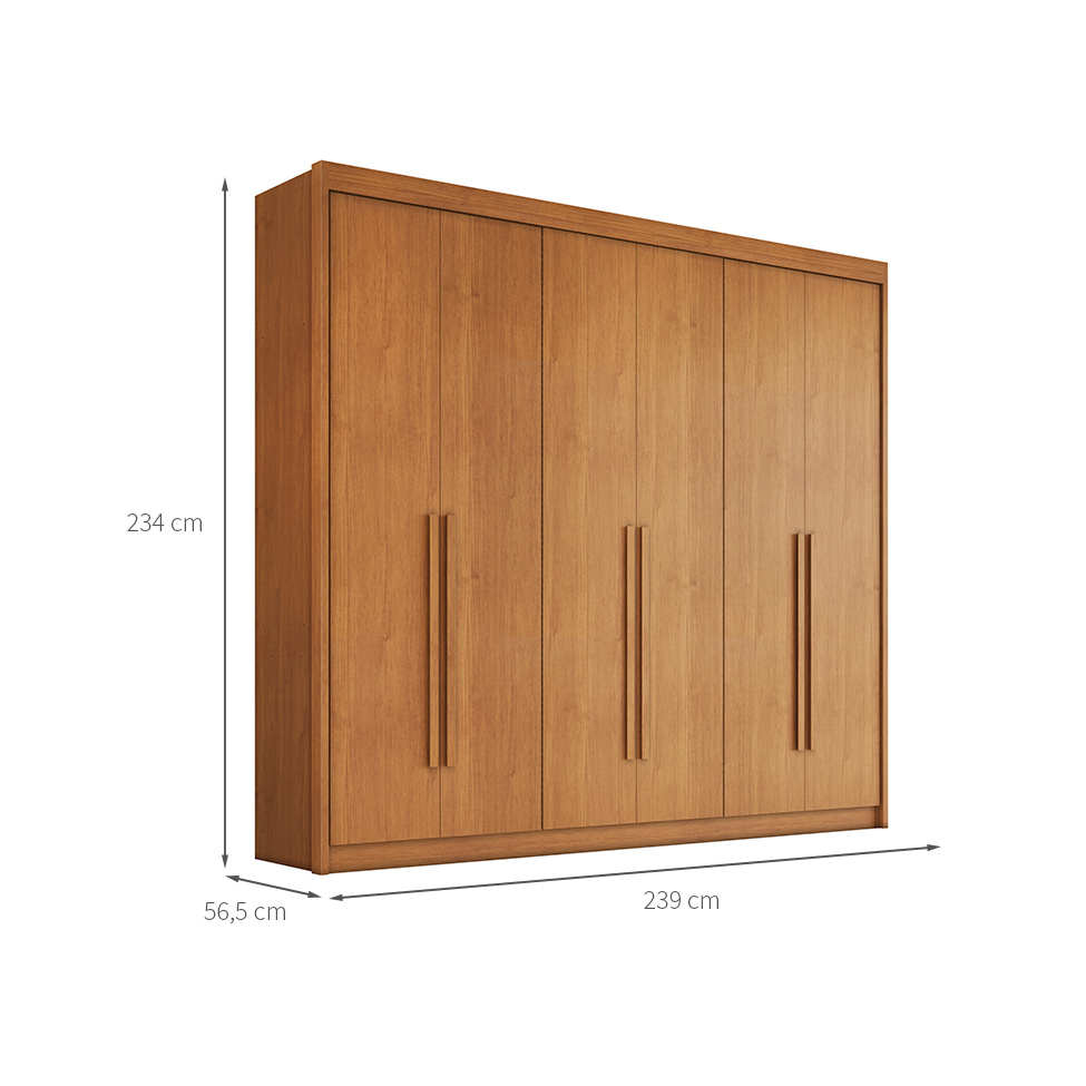 Guarda-Roupa Casal Santiago 6 Portas 6 Gavetas Cinamomo