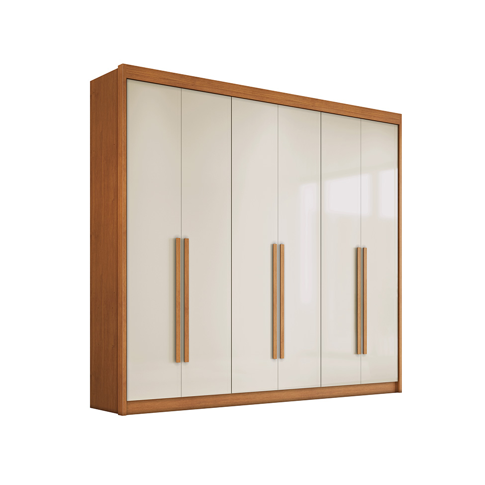Guarda-Roupa Casal Santiago 6 Portas 6 Gavetas Cinamomo e Off White