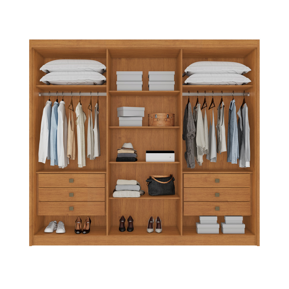 Guarda-Roupa Casal Santiago 6 Portas 6 Gavetas Cinamomo e Off White