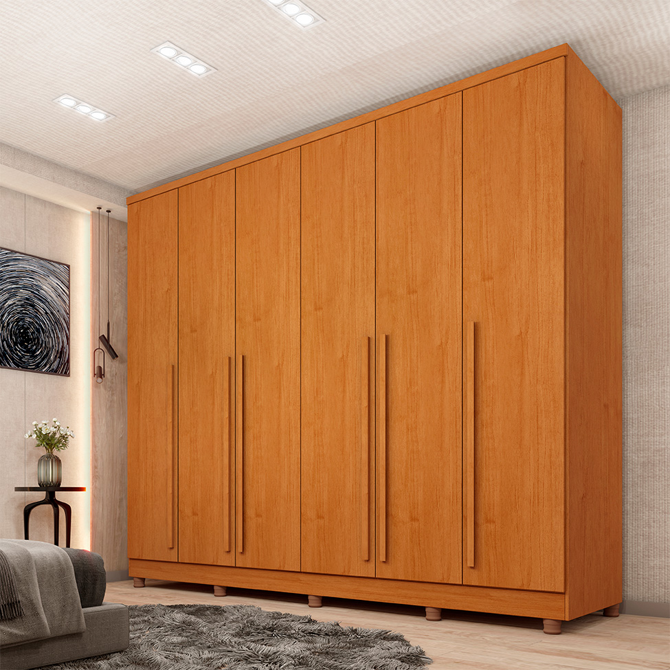 Guarda-Roupa Casal Sevila com Pés 6 Portas 8 Gavetas Cinamomo