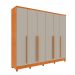 Guarda-Roupa Casal Sevila com Pés 6 Portas 8 Gavetas Cinamomo e Off White