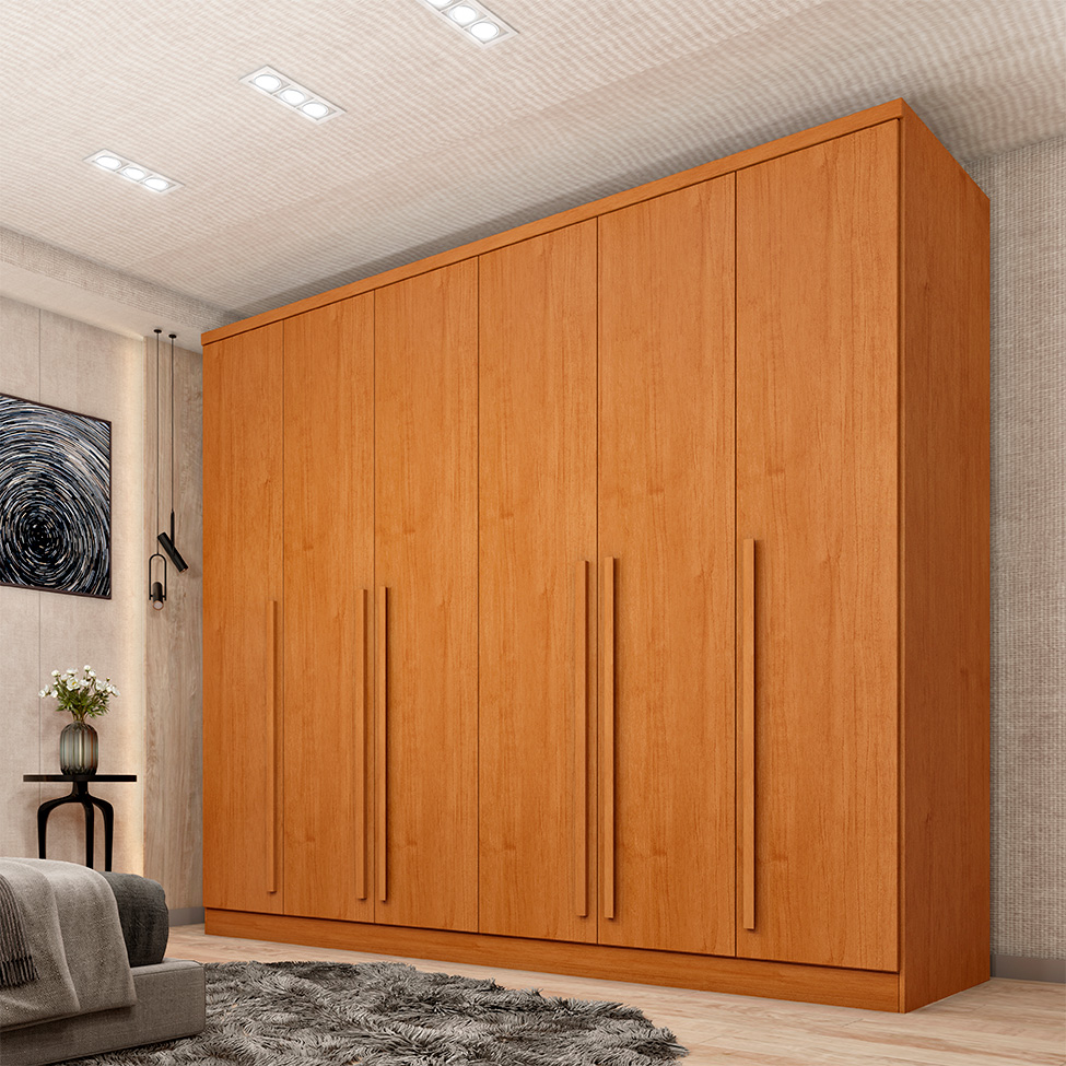 Guarda-Roupa Casal Sevila sem Pés 6 Portas 8 Gavetas Cinamomo