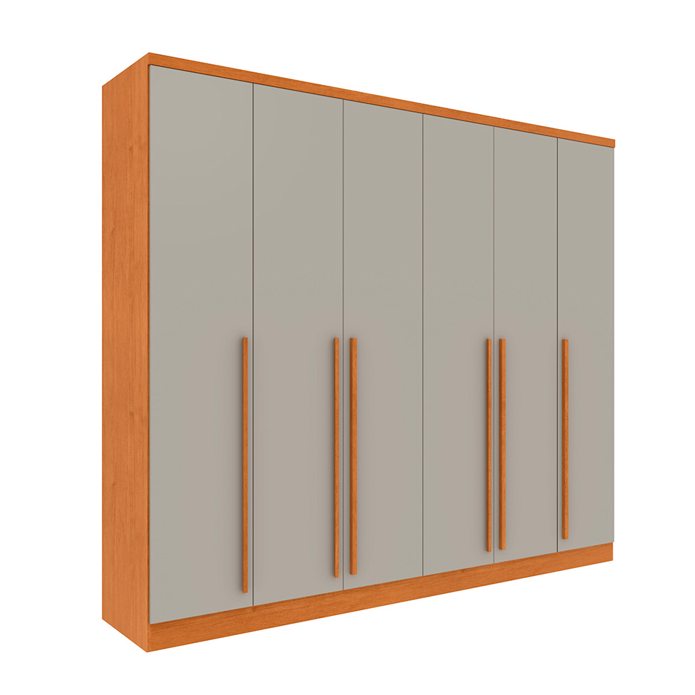 Guarda-Roupa Casal Sevila sem Pés 6 Portas 8 Gavetas Cinamomo e Off White