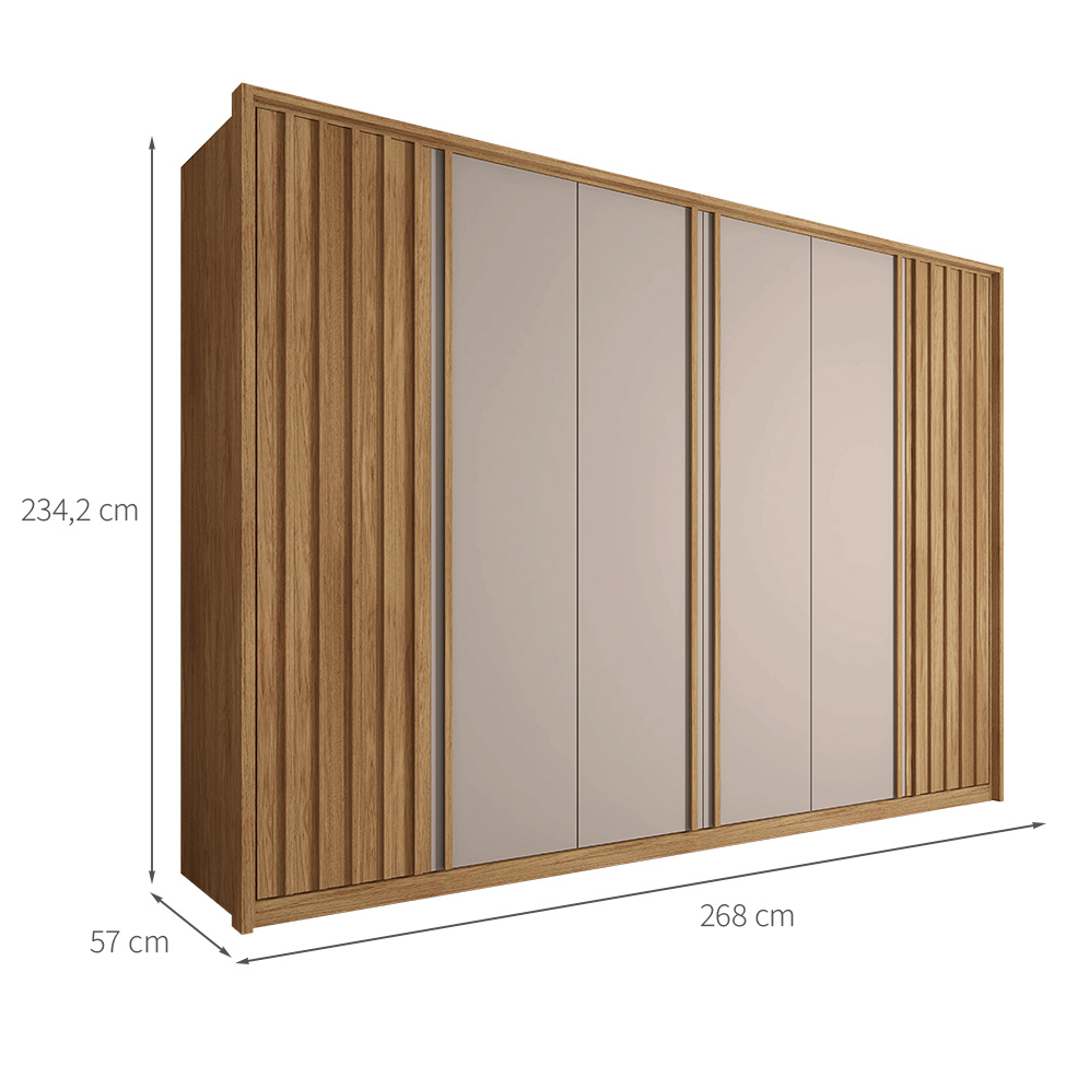 Guarda-Roupa Casal Sevilha 6 Portas 6 Gavetas Buriti e Fendi
