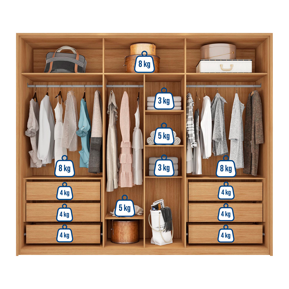 Guarda-Roupa Casal Sevilha 6 Portas 6 Gavetas Buriti e Fendi