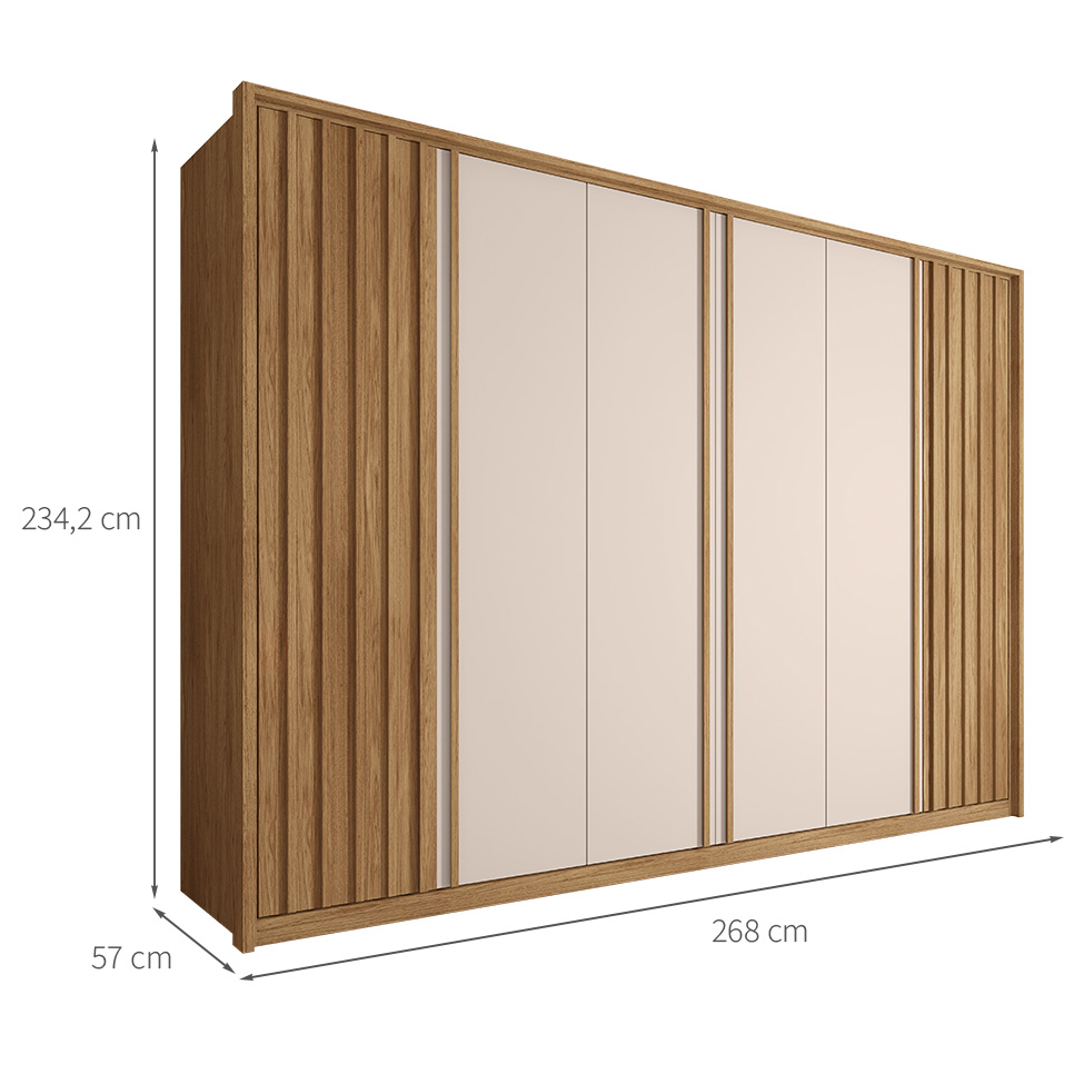 Guarda-Roupa Casal Sevilha 6 Portas 6 Gavetas Buriti e Off White