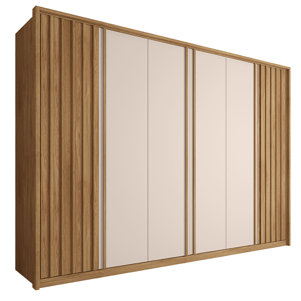 Guarda-Roupa Casal Sevilha 6 Portas 6 Gavetas Buriti e Off White