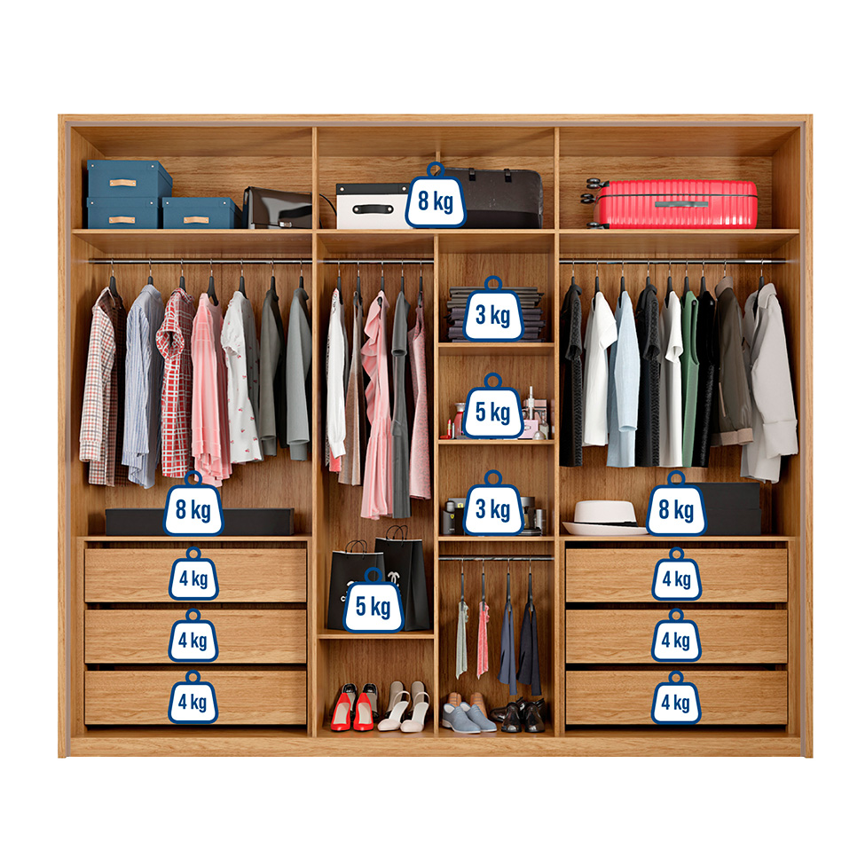 Guarda-Roupa Casal Sevilha 6 Portas 6 Gavetas Buriti e Off White