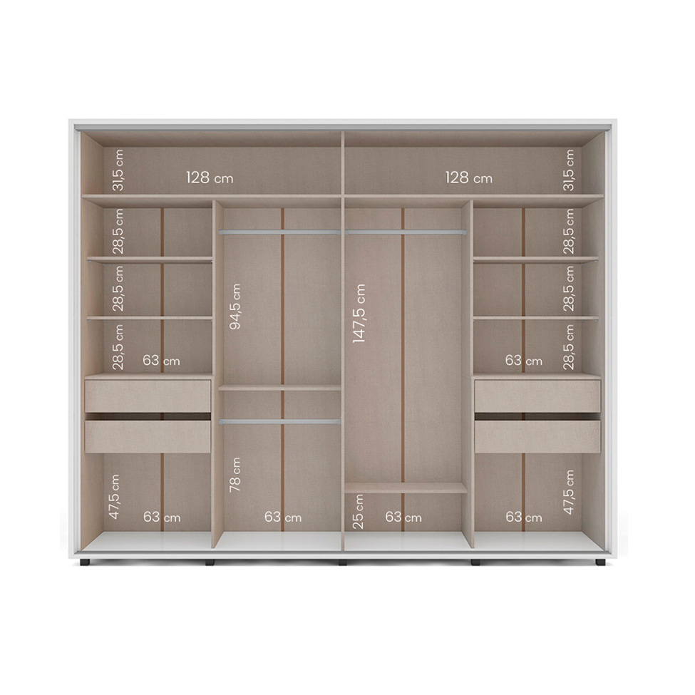 Guarda-Roupa Casal Sevilha Flex 2 Portas 4 Gavetas Branco