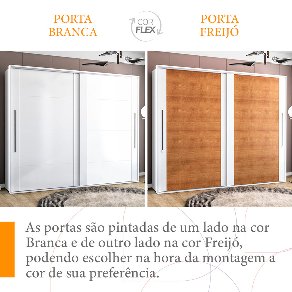 Guarda-Roupa Casal Sevilha Flex 2 Portas 4 Gavetas Branco