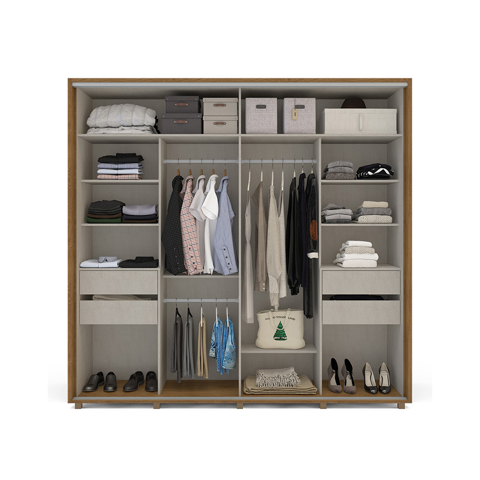 Guarda-Roupa Casal Sevilha Flex 2 Portas 4 Gavetas Freijó 213cm