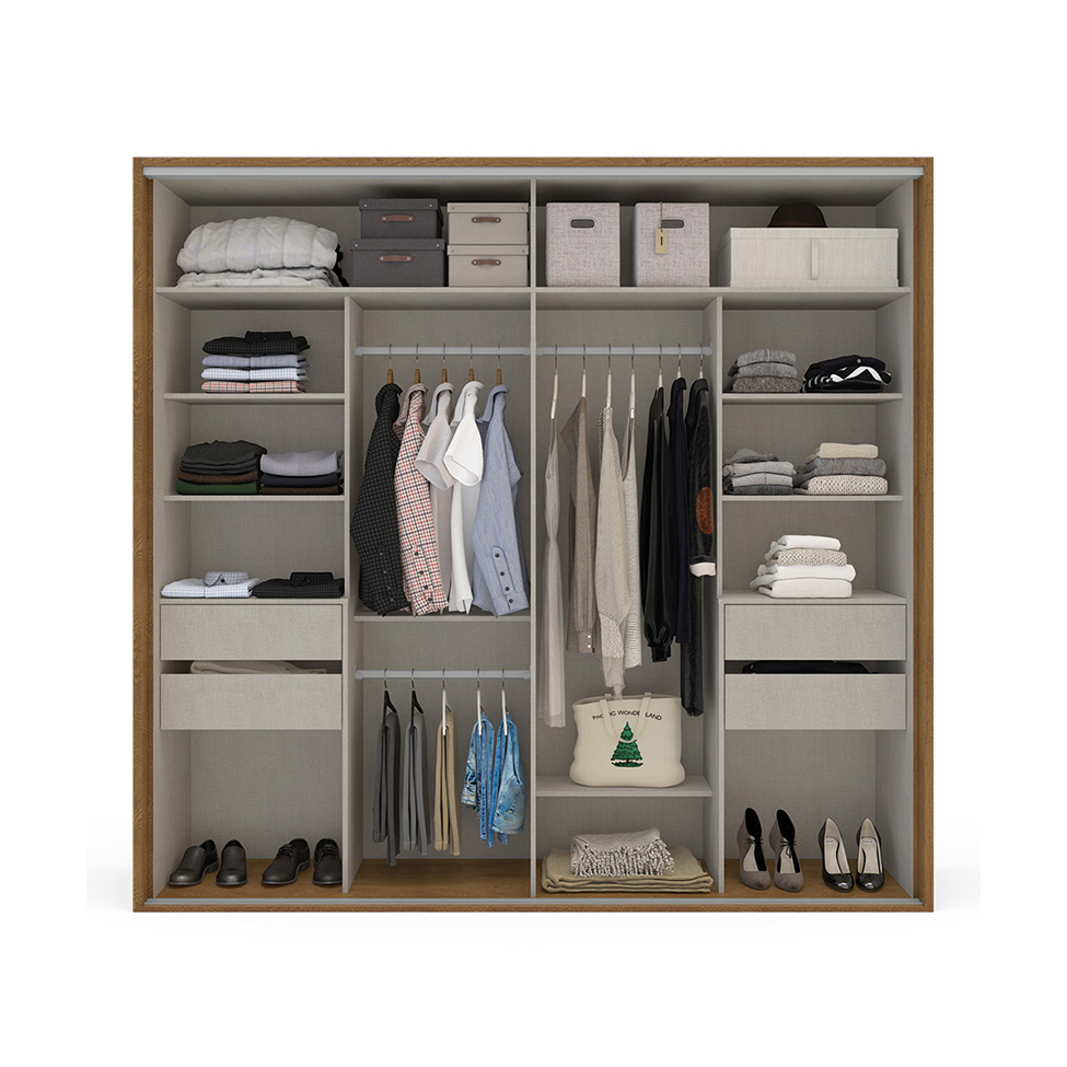 Guarda-Roupa Casal Sevilha Flex 2 Portas 4 Gavetas Freijó 217cm