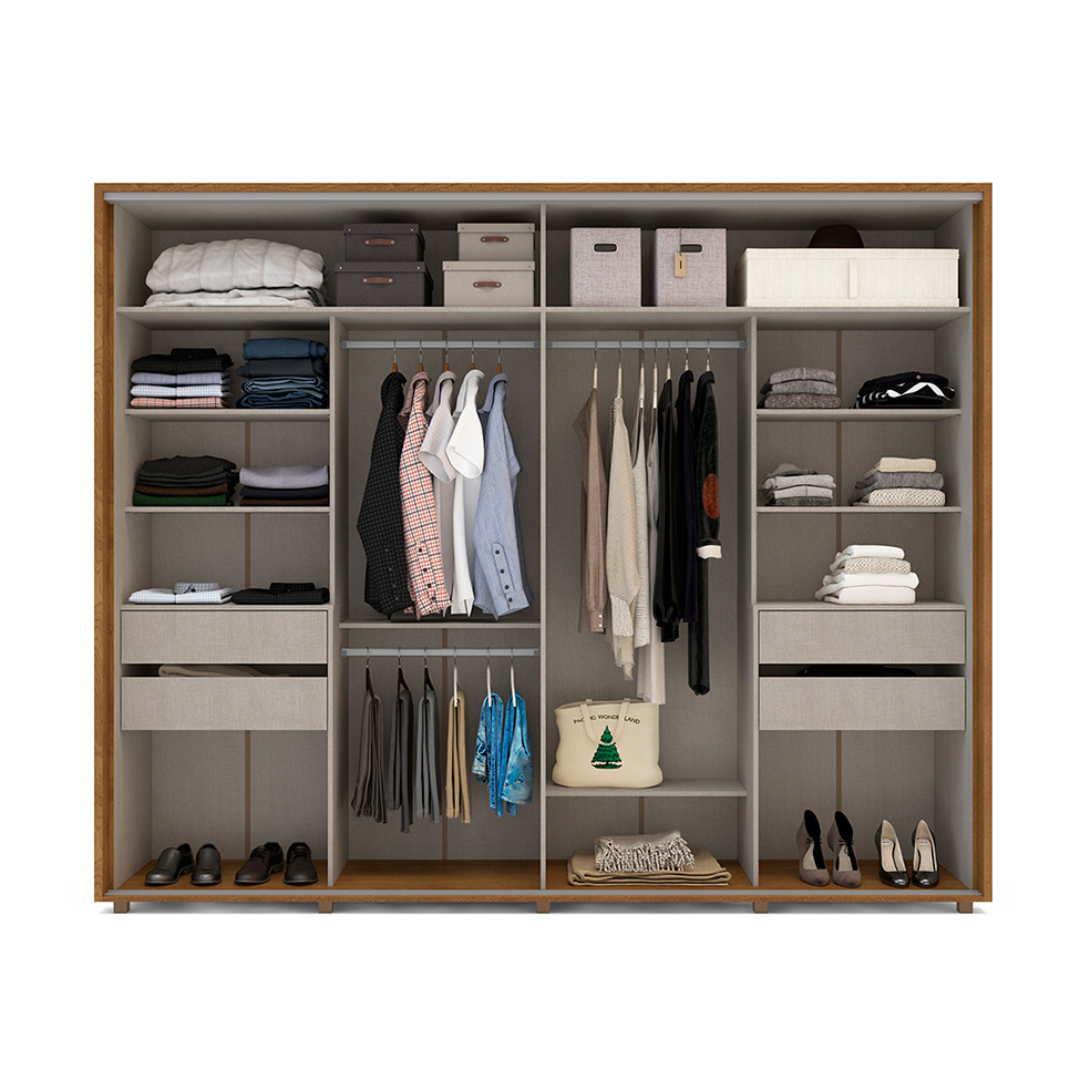 Guarda-Roupa Casal Sevilha Flex 2 Portas 4 Gavetas Freijó