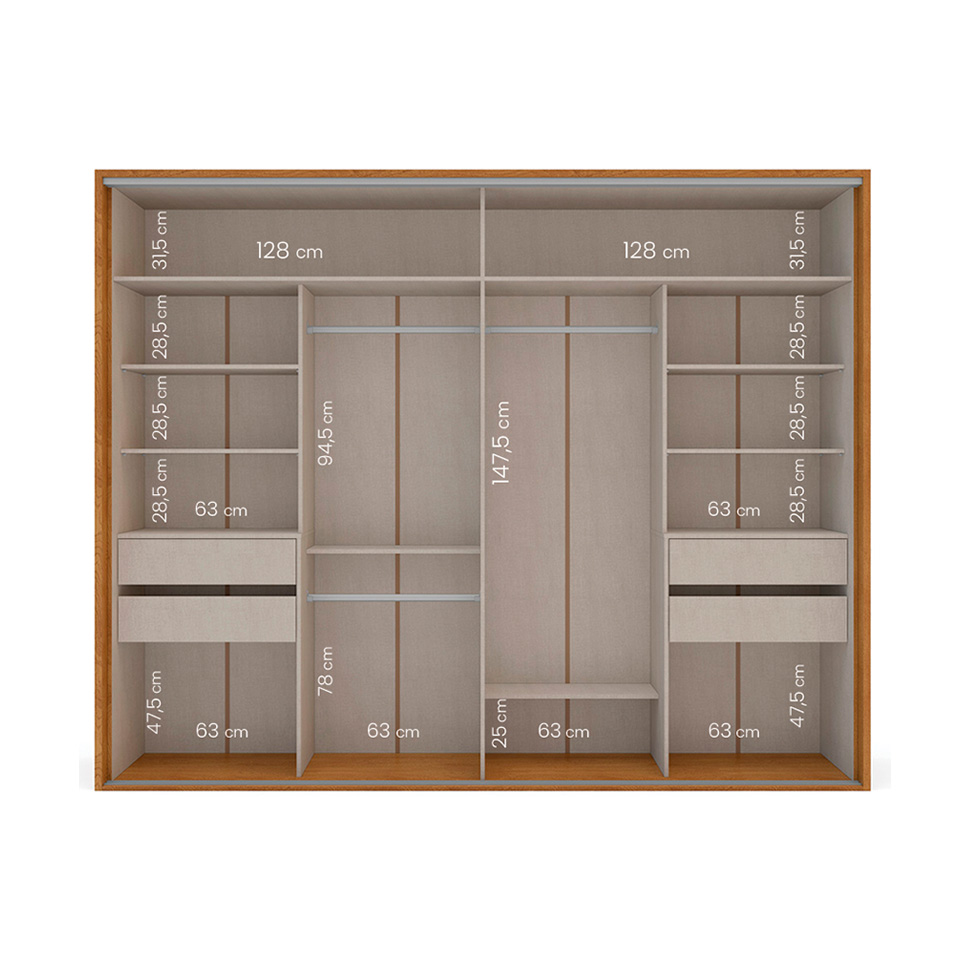 Guarda-Roupa Casal Sevilha Flex 2 Portas 4 Gavetas Freijó