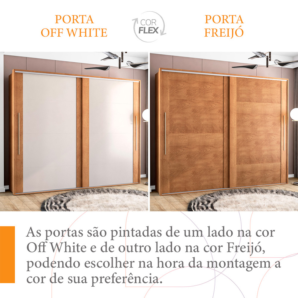 Guarda-Roupa Casal Sevilha Flex 2 Portas 4 Gavetas Freijó