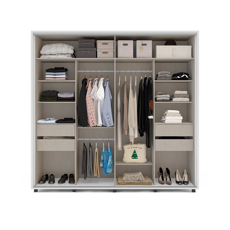 Guarda-Roupa Casal Sevilha Flex 2 Portas 4 Gavetas Freijó e Branco 213cm