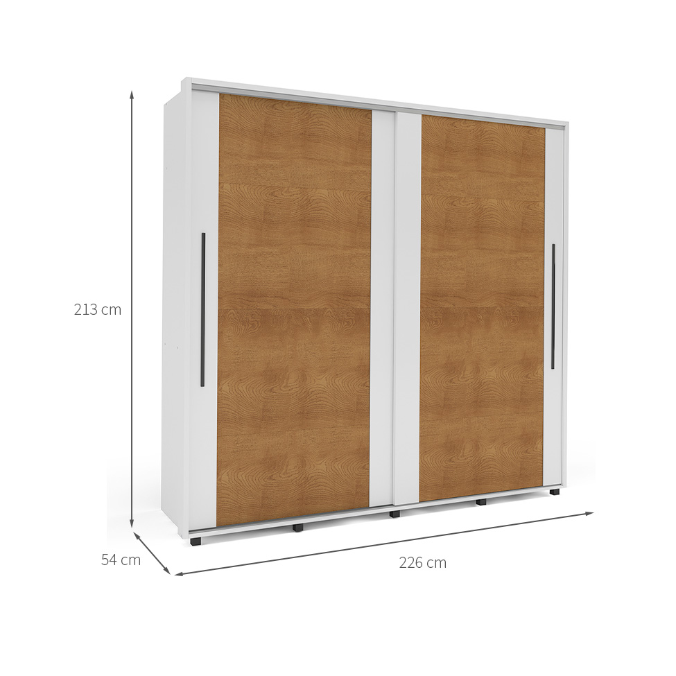 Guarda-Roupa Casal Sevilha Flex 2 Portas 4 Gavetas Freijó e Branco 213cm