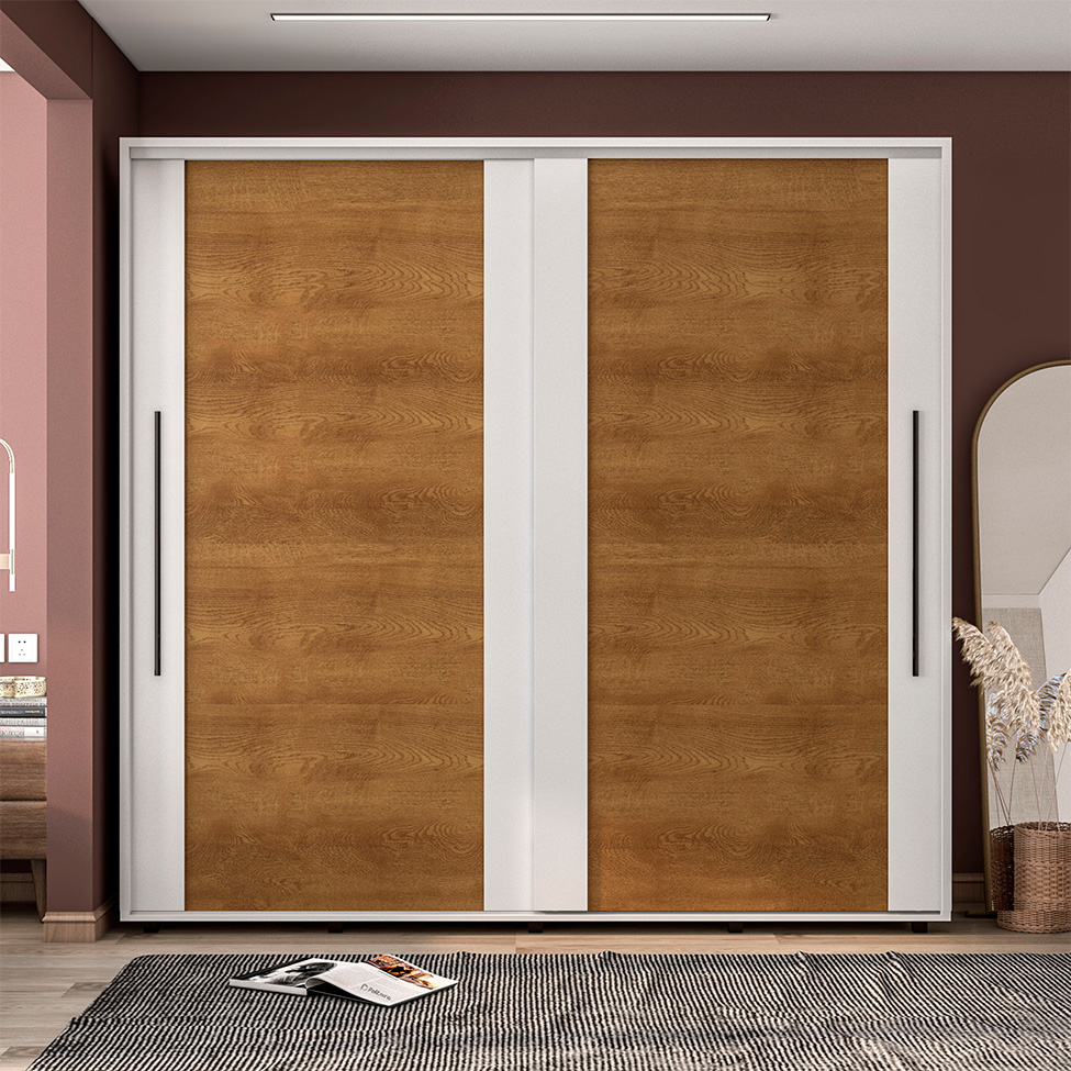 Guarda-Roupa Casal Sevilha Flex 2 Portas 4 Gavetas Freijó e Branco 213cm