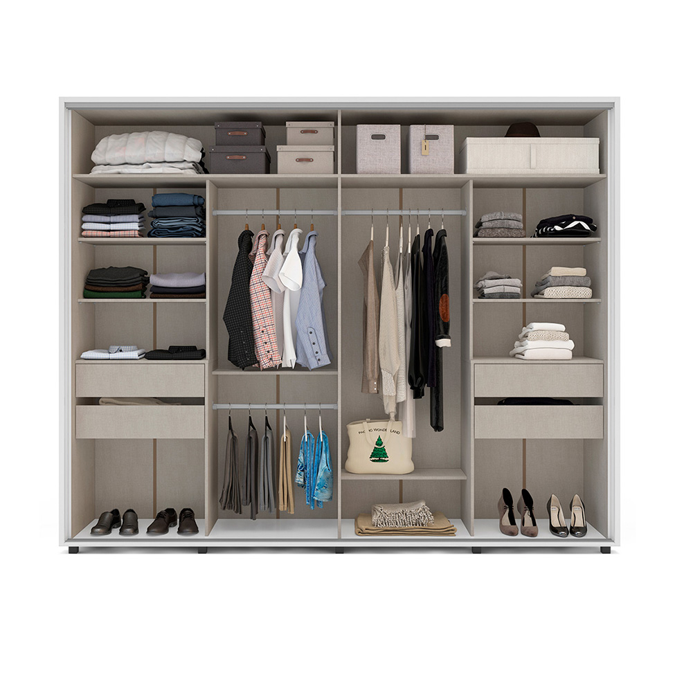 Guarda-Roupa Casal Sevilha Flex 2 Portas 4 Gavetas Freijó e Branco