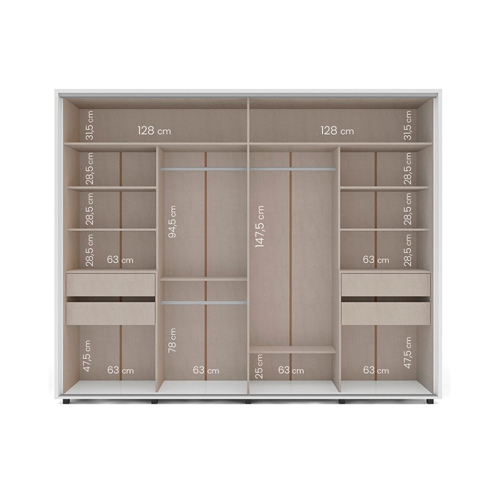 Guarda-Roupa Casal Sevilha Flex 2 Portas 4 Gavetas Freijó e Branco