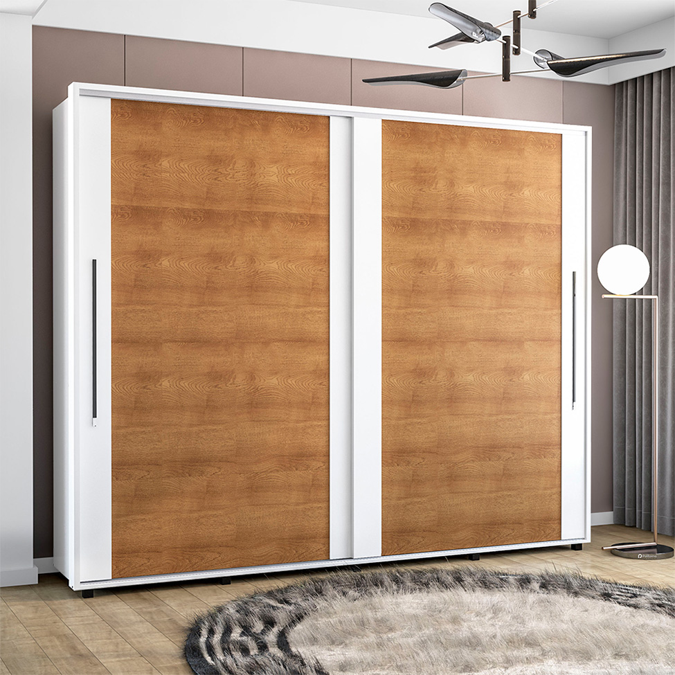 Guarda-Roupa Casal Sevilha Flex 2 Portas 4 Gavetas Freijó e Branco