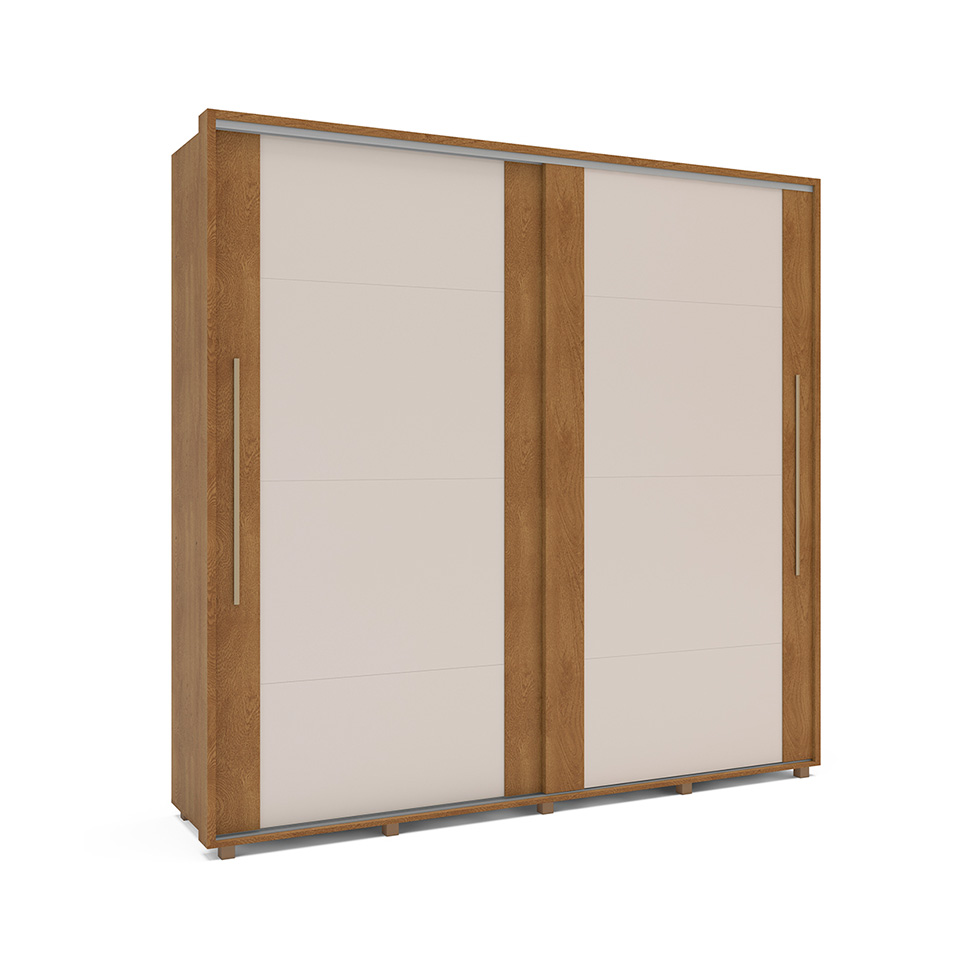 Guarda-Roupa Casal Sevilha Flex 2 Portas 4 Gavetas Freijó e Off White 213cm