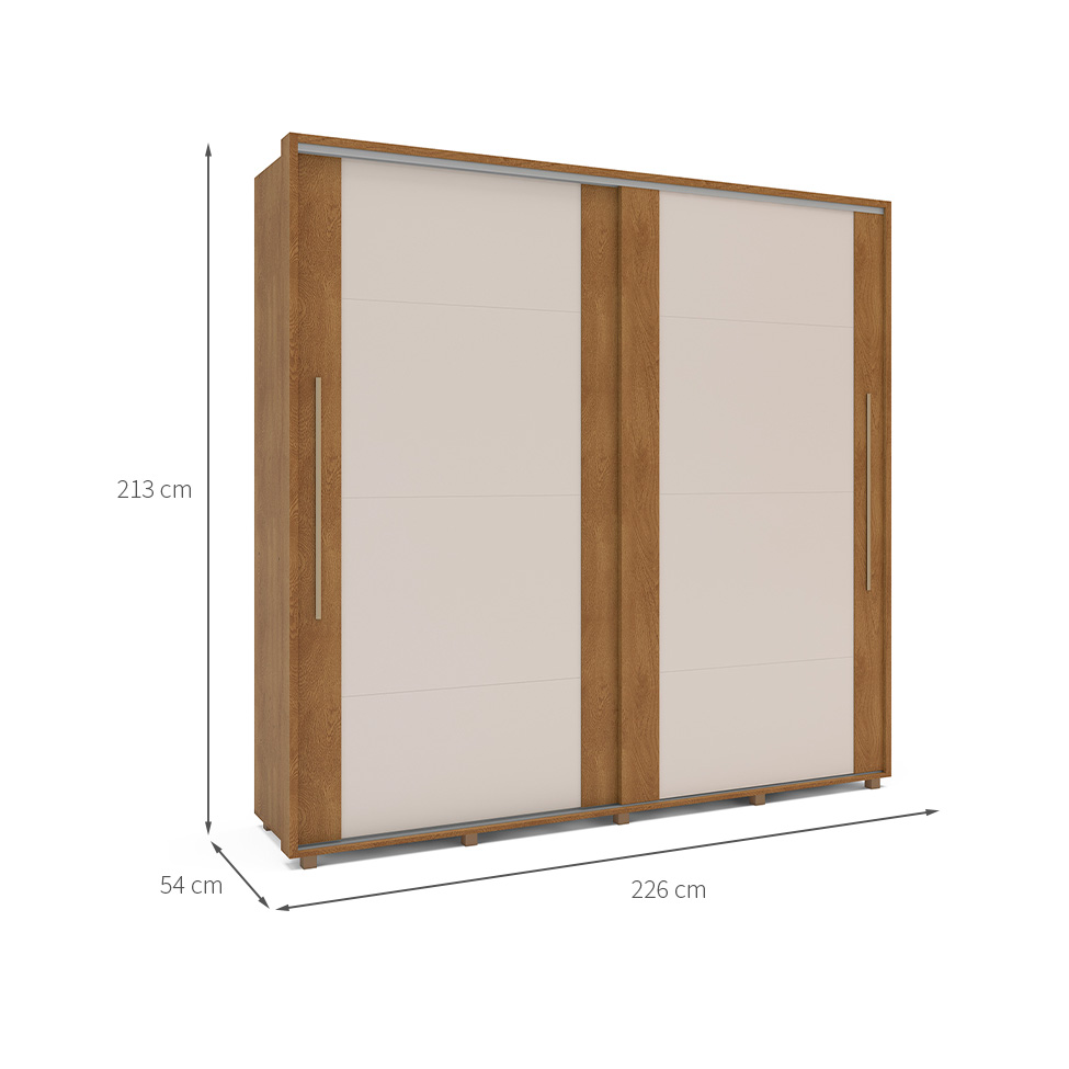 Guarda-Roupa Casal Sevilha Flex 2 Portas 4 Gavetas Freijó e Off White 213cm