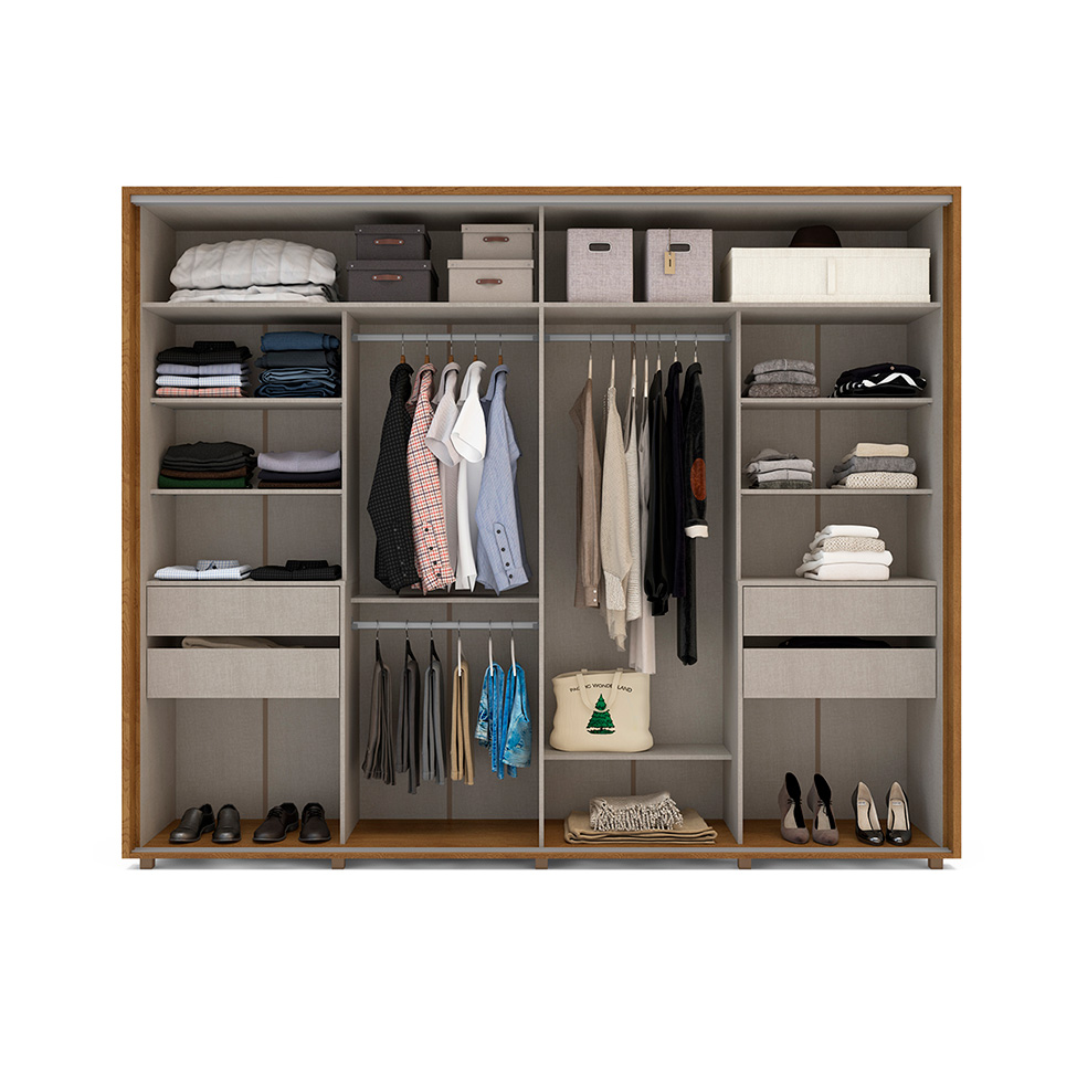 Guarda-Roupa Casal Sevilha Flex 2 Portas 4 Gavetas Freijó e Off White